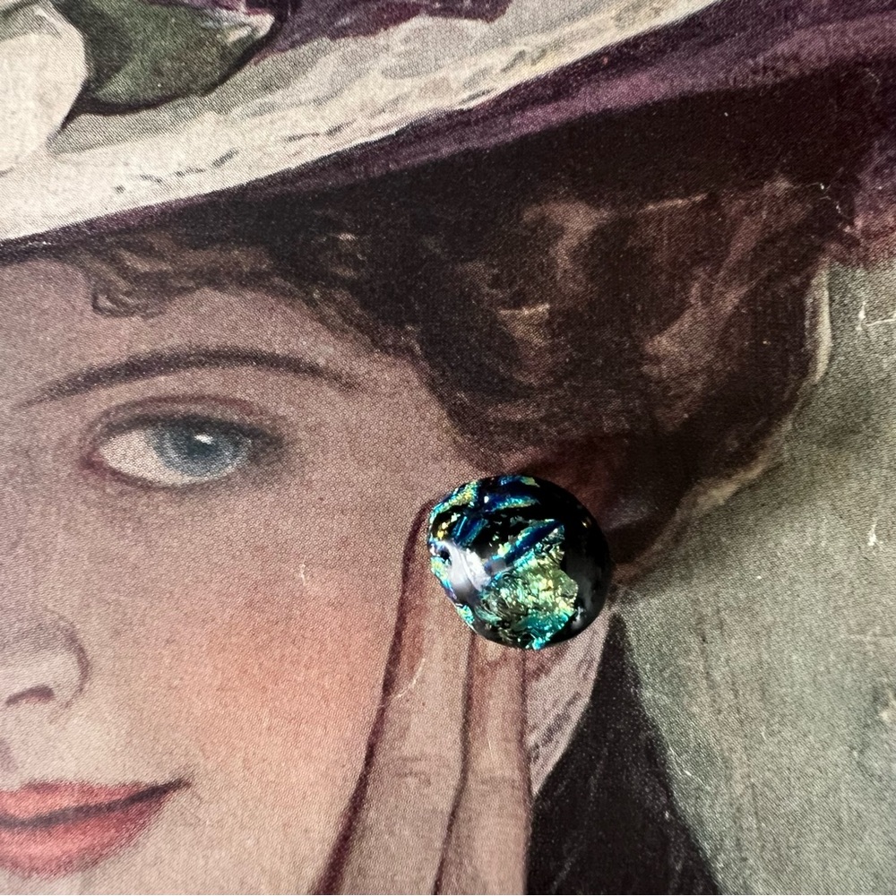 Hand Crafted Metallic Stud Earrings Blue/green